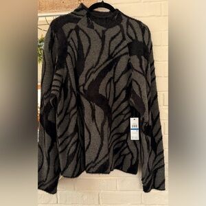 DKNY Black and Gray Textured Knit